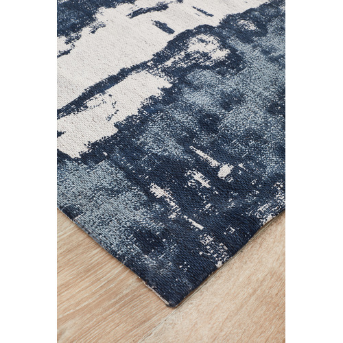Denim Blue Matisse Jacquard Cotton & Chenille Rug