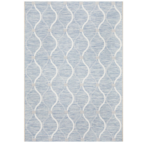 Blue & Natural Trellis Flat-Woven Rug