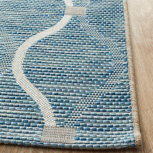 Blue & Natural Trellis Flat-Woven Rug