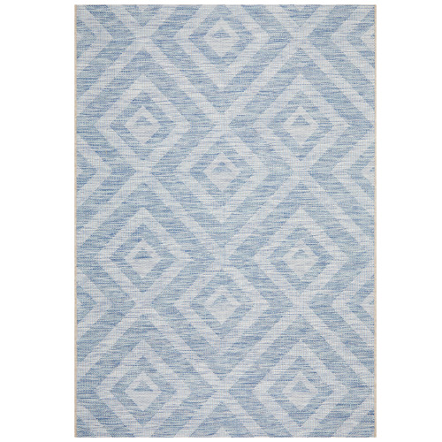 Blue & Natural Diamonds Flat-Woven Rug