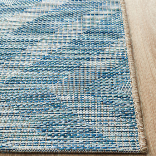 Blue & Natural Diamonds Flat-Woven Rug