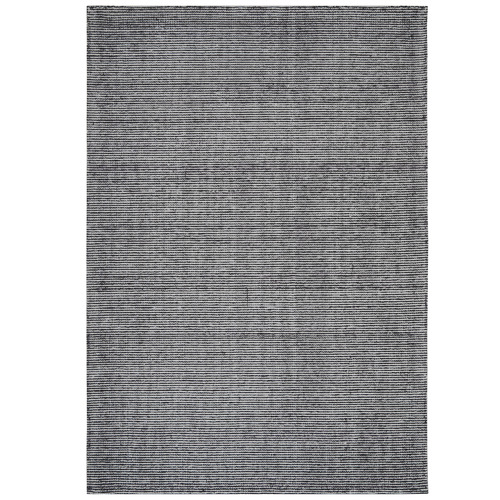 Black Hand Loomed Rayon & Cotton Modern Rug