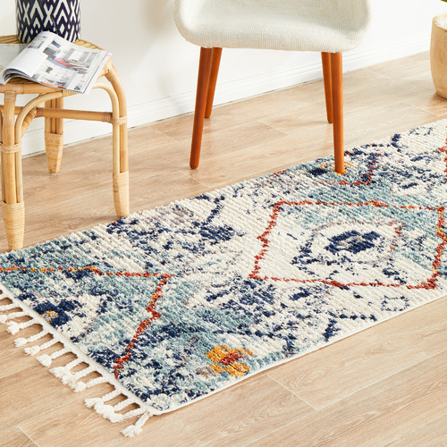 Blue Plush Moroccan Runner