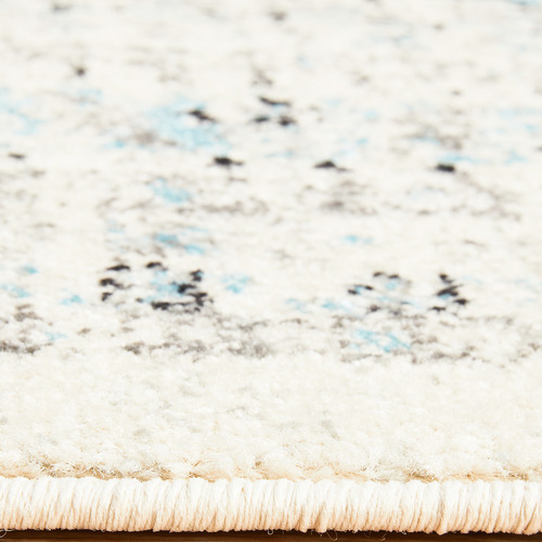White & Blue Transitional Distressed Round Rug
