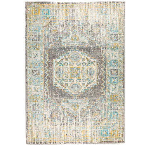 Grey Transitional Distressed Round Rug