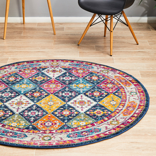 Network MultiColoured Transitional Distressed Round Rug Temple & ster