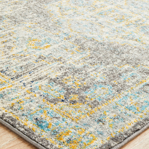 Grey Transitional Distressed Round Rug