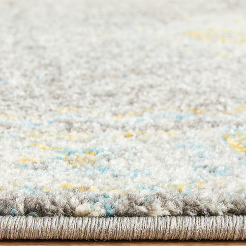 Grey Transitional Distressed Round Rug