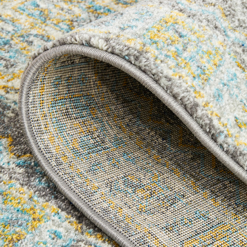 Grey Transitional Distressed Round Rug