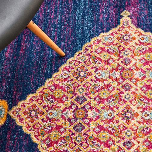 Network Rugs Royal Blue & Red Transitional Distressed Rug Temple