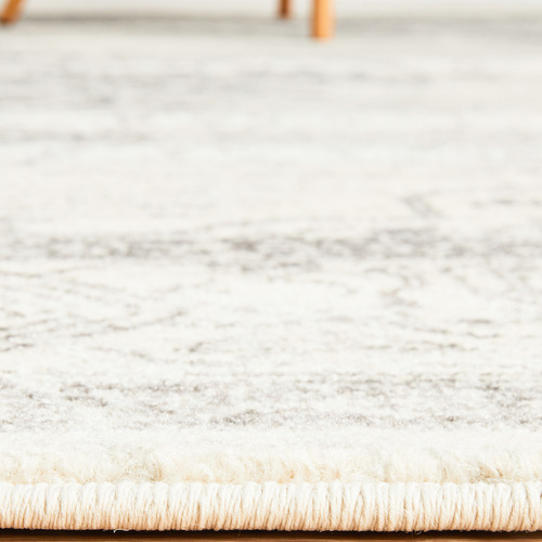 Silver & Grey Transitional Distressed Round Rug