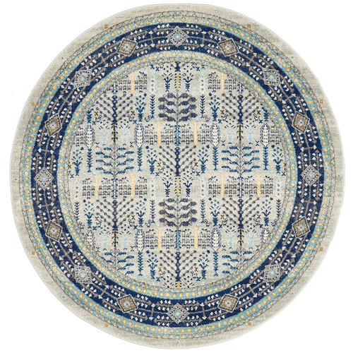 Network Rugs Blue Transitional Distressed Round Rug Temple & ster