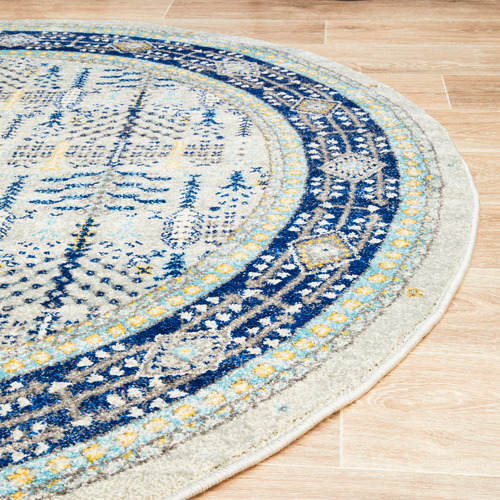 Network Rugs Blue Transitional Distressed Round Rug Temple & ster