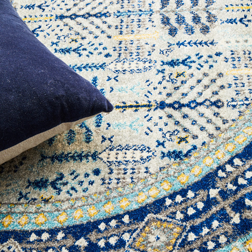 Network Rugs Blue Transitional Distressed Round Rug Temple & ster