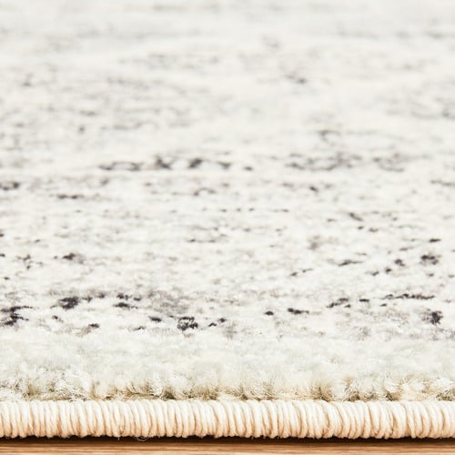 Cream & Grey Transitional Distressed Round Rug