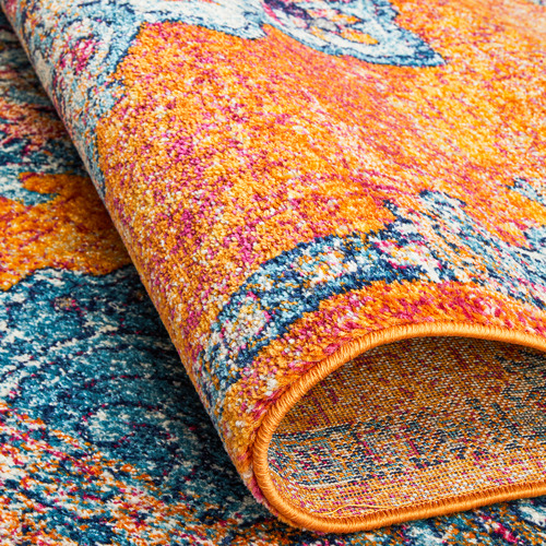 Network Rust Transitional Distressed Round Rug Temple & ster