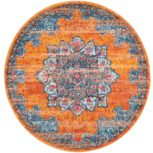 Network Rust Transitional Distressed Round Rug Temple & ster