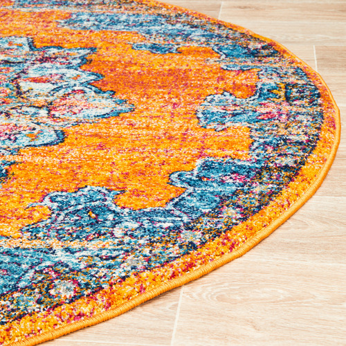 Network Rust Transitional Distressed Round Rug Temple & ster