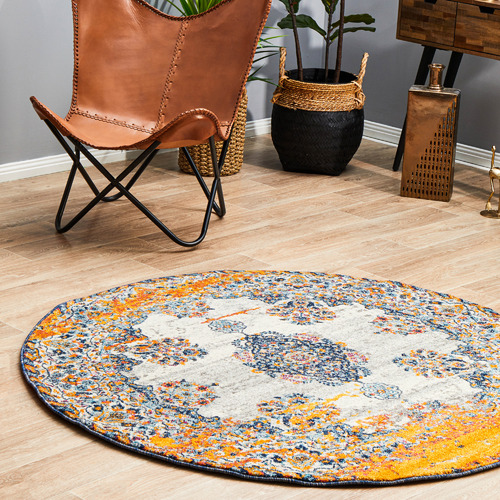 Network Rugs Bone Transitional Distressed Round Rug Temple & ster