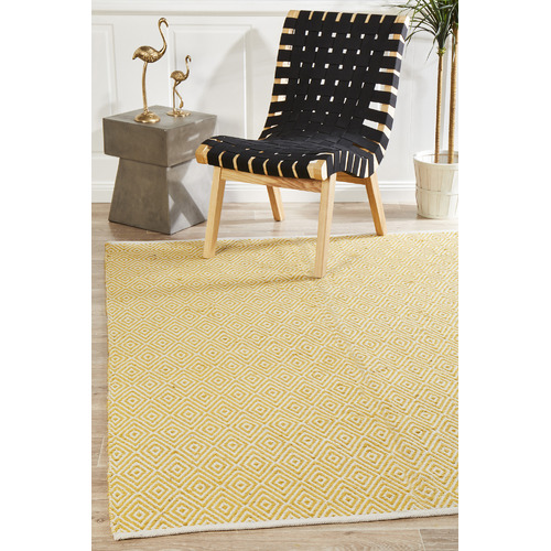 Yellow Diamond Modern Flatweave Rug Temple & ster