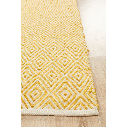 Yellow Diamond Modern Flatweave Rug Temple & ster