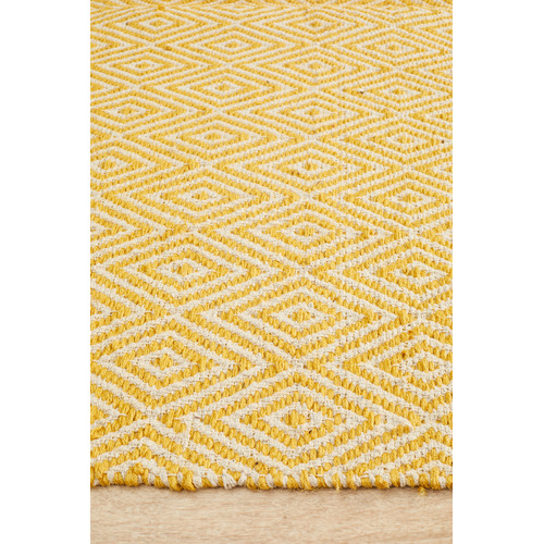 Yellow Diamond Modern Flatweave Rug Temple & ster