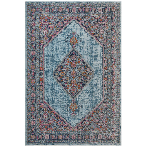 Blue Power Loomed Cotton Blend Rug