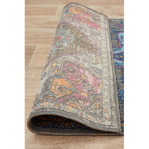 Network Grey & Pink Power Loomed Distressed Modern Runner Temple