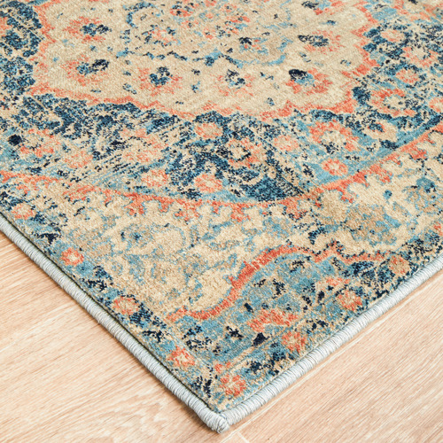 Navy & Cream Traditional Power Loomed Runner