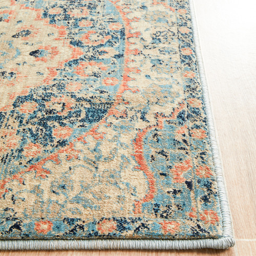 Navy & Cream Traditional Power Loomed Runner