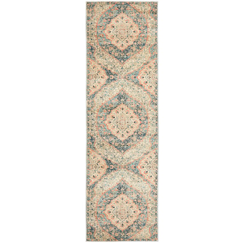 Navy & Cream Traditional Power Loomed Runner