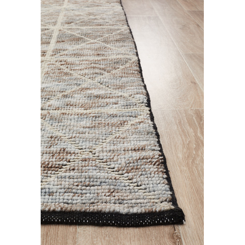 Hines Blue & Natural Hand Loomed Polyester Rug