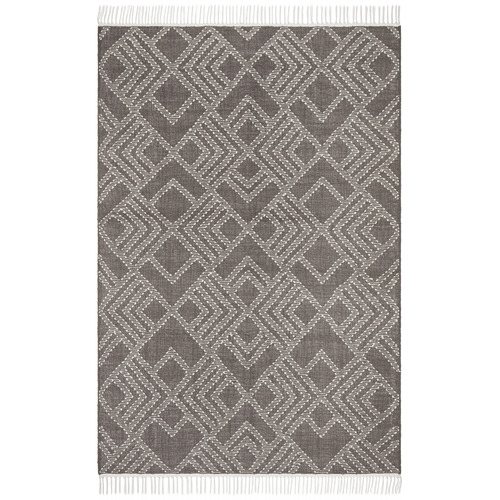 Thomas Grey & Natural White Hand Loomed Pure Wool Rug