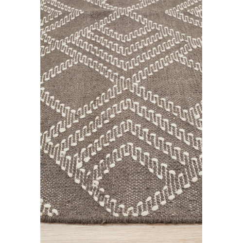 Network Thomas Grey & Natural White Hand Loomed Pure Wool Rug | Temple ...