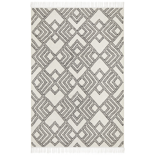 Casey Natural White & Black Hand Loomed Pure Wool Rug