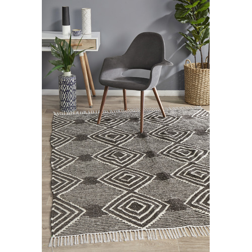 Rhonda Charcoal & White Hand Loomed Reversible Rug
