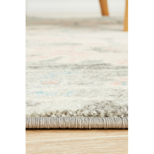 Grey & Dusty Pink Bohemain Round Rug