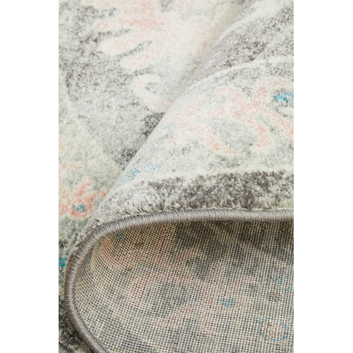 Grey & Dusty Pink Bohemain Round Rug