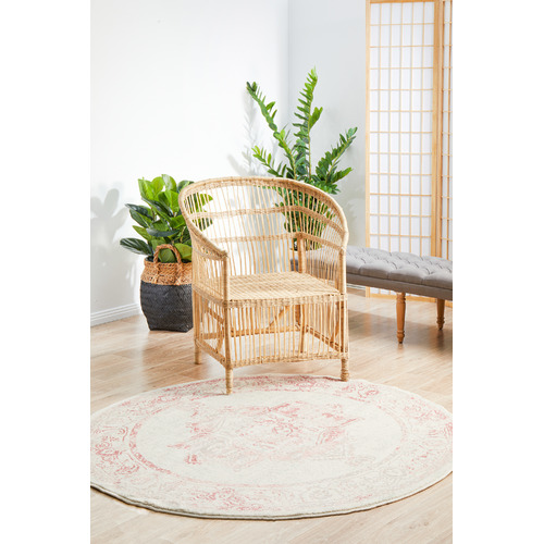 Rose Power-Loomed Bohemain Round Rug