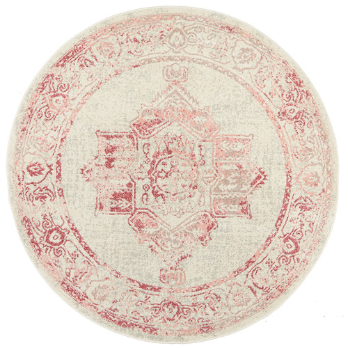 Rose Power-Loomed Bohemain Round Rug