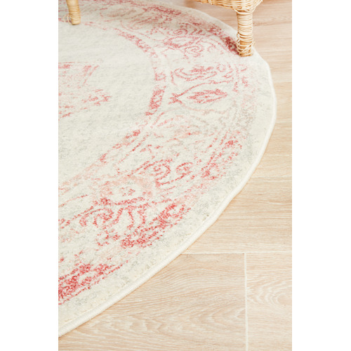 Rose Power-Loomed Bohemain Round Rug
