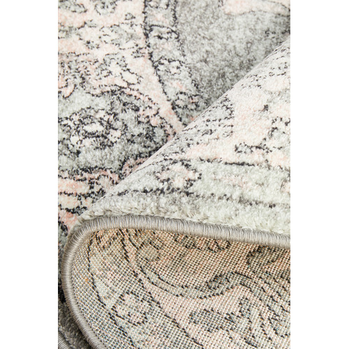 Grey Power-Loomed Bohemain Round Rug