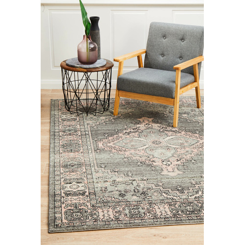 Grey Power-Loomed Bohemain Rug
