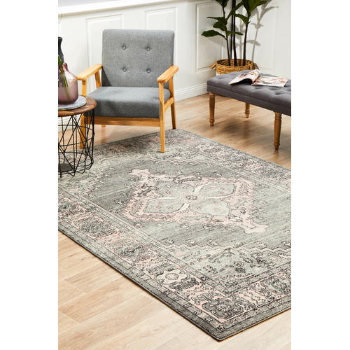 Grey Power-Loomed Bohemain Rug