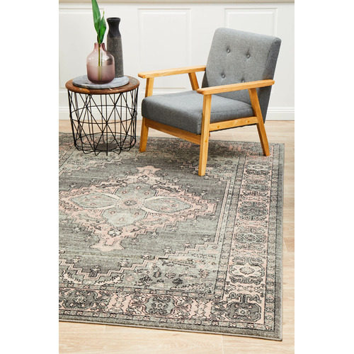Grey Power-Loomed Bohemain Rug