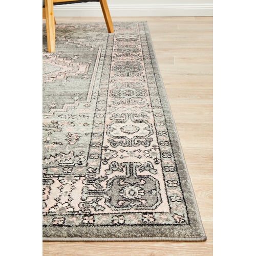 Grey Power-Loomed Bohemain Rug