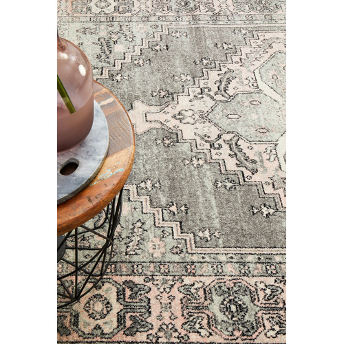 Grey Power-Loomed Bohemain Rug
