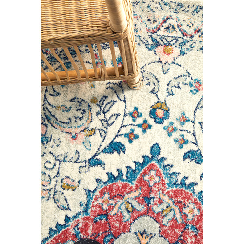 Pastel Power-Loomed Bohemain Round Rug