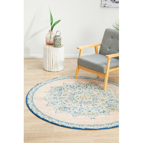 Flamingo Power-Loomed Bohemain Round Rug
