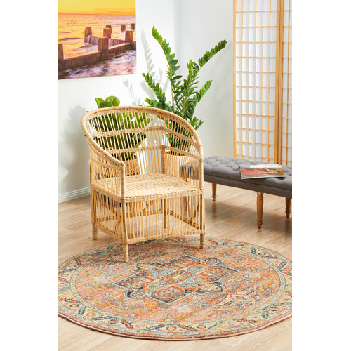 Salmon Power-Loomed Transitional  Round Rug